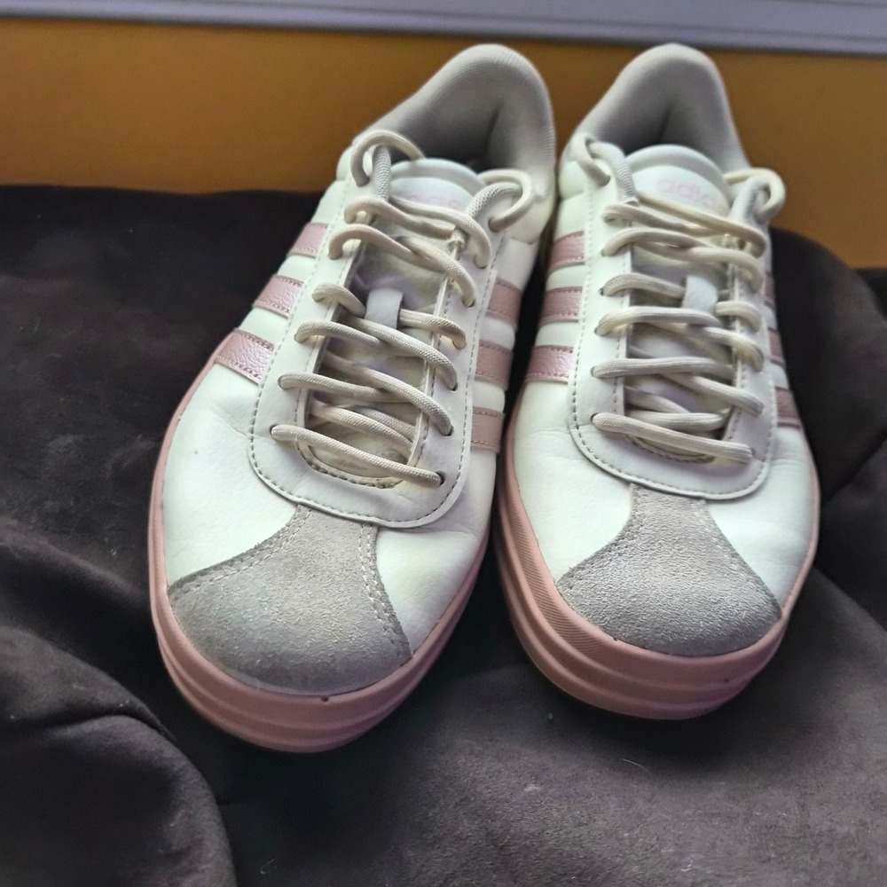 Adidas Nizza Platform Sneakers White Pink Metallic Leather‎ Low Top Shoes Size 5